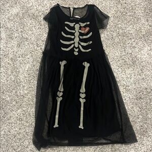 Kids Skeleton Halloween Costume Dress - Black and White H&M size 7-8